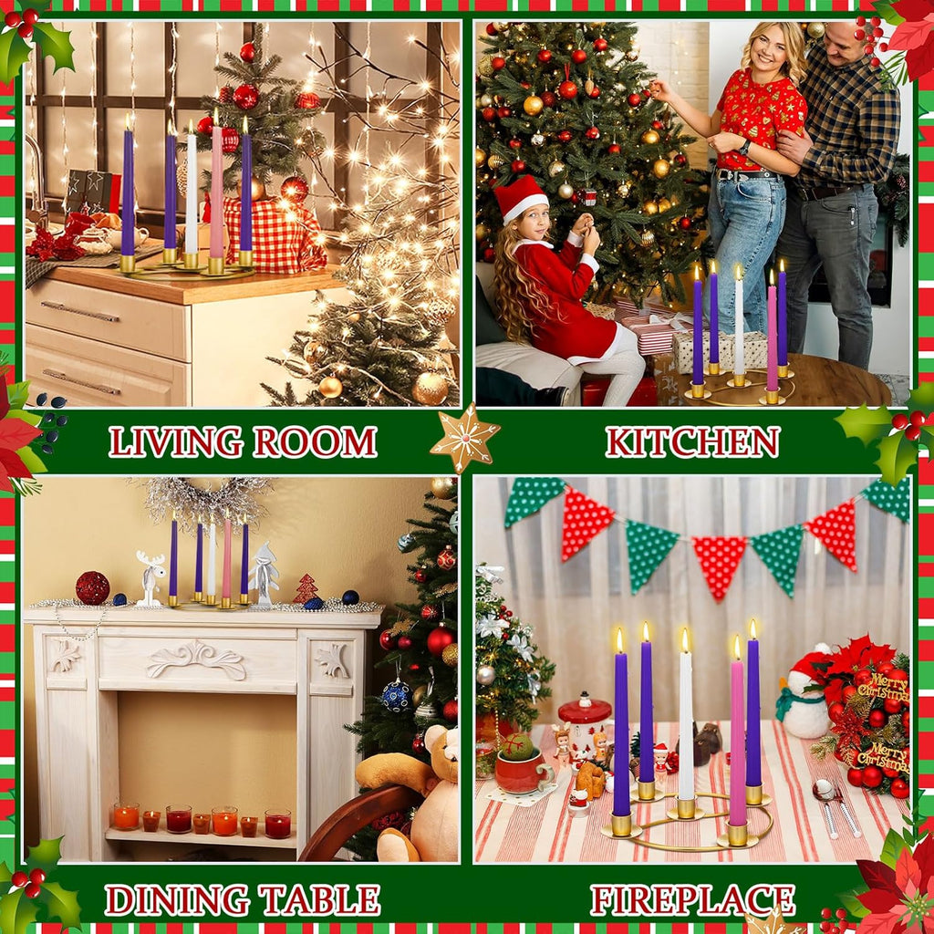 Sliner Christmas Advent Wreath Ring - 5 Candle Holder in Gold | Metal Table Decoration for Festive Centerpiece