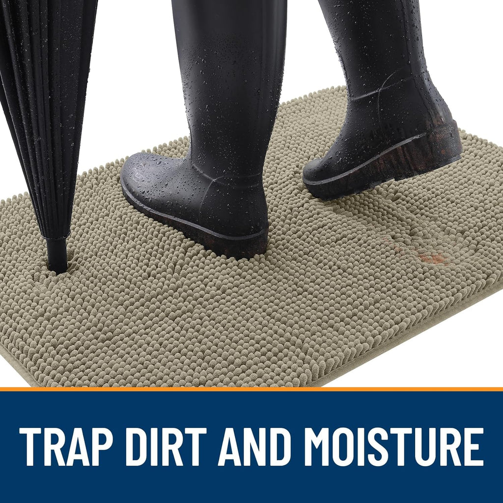 OLANLY Dog Door Mat - Absorbent Non-Slip Washable Doormat for Muddy Paws | 48x30 Warm Taupe
