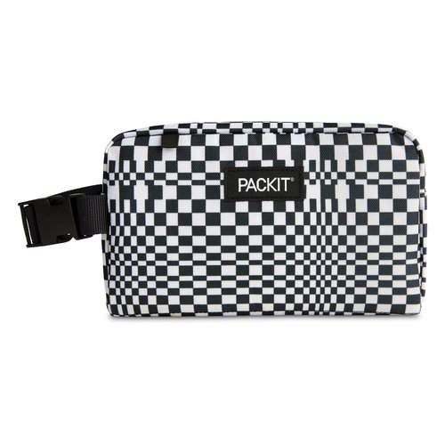 PackIt Freezable Snack Box, Checked Out, Built with EcoFreeze Technology, Collapsible, Reusable, Zip Closure with Buckle Handle, Designed For Work Snacks, Fresh Snacks On the Go, Adults, and All Ages