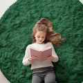 OLANLY Dark Green Round Rug - Soft, Fluffy Shaggy Carpet | 5 ft Machine Washable Area Rug for Bedroom, Living Room, Nursery Decor