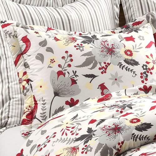Lush Decor Blooming Garden Reversible 5 Piece Comforter Set, King, Gray