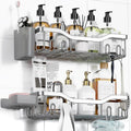 NESOMI Shower Caddy - Adhesive Bathroom Organizer with Soap Dish & 16 Hooks | Rustproof Stainless Steel, 2 Pack Silver