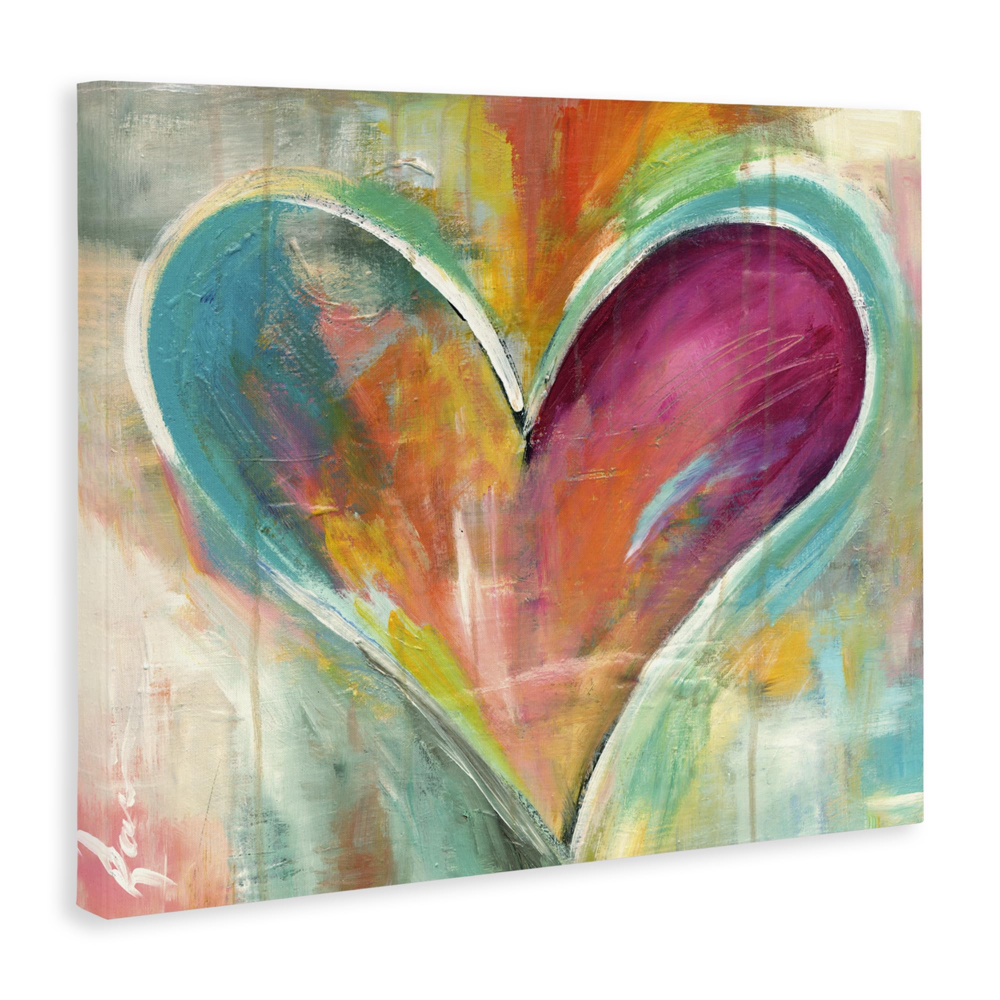 Stupell Industries Abstract Textural Heart Painting, Designed By Kami Lerner, 40 x 30, Canvas Wall Art