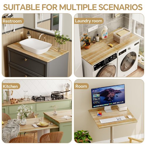 Oenalw 25"x24" Rubberwood Butcher Block Countertop, DIY Solid Wood Rubberwood, for Office Desk Tops, Dining Tables, Laundry Counters, Kitchen Countertop, Easy to Cut,Flat Surface Easy to Clean