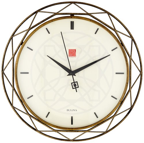 Bulova Clocks C4834 Luxfer Prism 14 Inch Frank Lloyd Wright Inspired Wall Clock