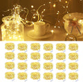 Skiennix 24 Pack Fairy Lights - Battery Operated 7 Feet Twinkle String Lights | Waterproof Silver Wire for Christmas & Valentine's Day Decor (Warm White)