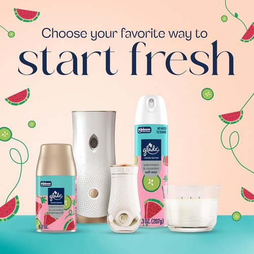 Glade Automatic Spray Refill, Watermelon & Cucumber, Scented Air Freshener for Home and Bathroom, 6.2 Oz