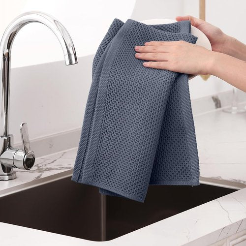 Homaxy 100% Cotton Oversized Waffle Weave Dish Towels - Ultra Soft & Absorbent, 3-Pack, Dark Grey, 20 x 28 Inches