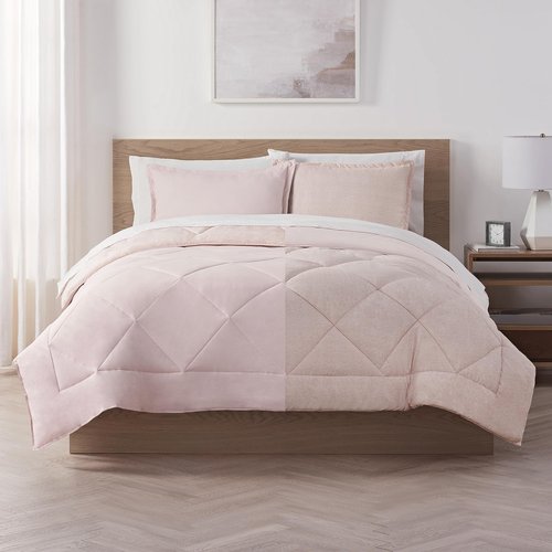 Serta Supersoft Cooling 3 Piece Reversible Comforter Set with Pillow Covers for All Season, King, Sepia Rose