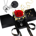 Pasuvsigt Valentines Day Rose Gifts for Her, Preserved Real Rose with I Love You Heart 100-Language Necklace, LED Lights & Music Box, Anniversary Birthday Valentines Gifts for Women Girlfriend Mom