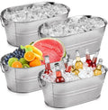 CertBuy 4 Pack Galvanized Tub 4 Gallon Ice Bucket with Handle Large Metal Champagne Drink Bucket Galvanized Ice Buckets for Parties Mimosa Bar Cocktail Bar