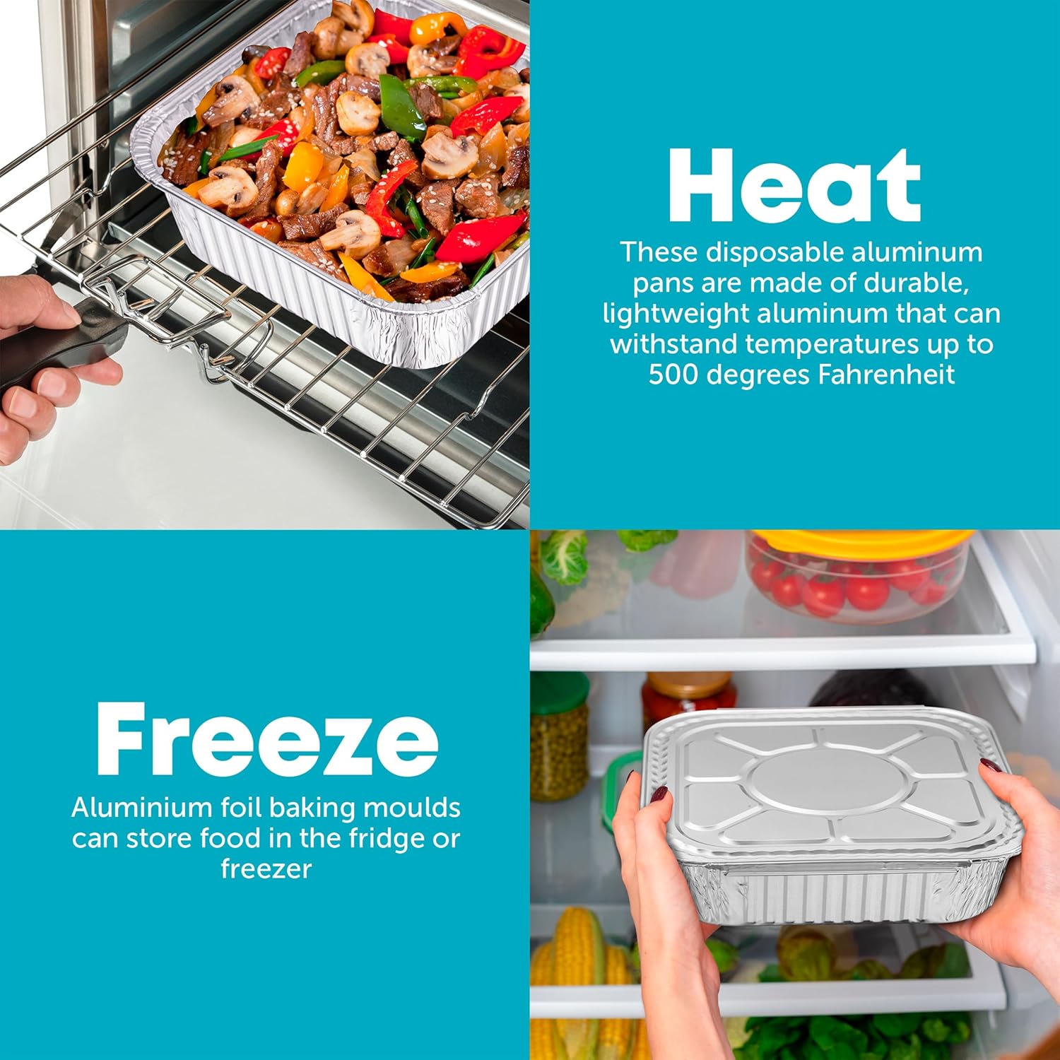 Aluminum Pans 8x8 - 20 Pack Disposable Foil Pans With Lids for Cooking, Baking & Roasting