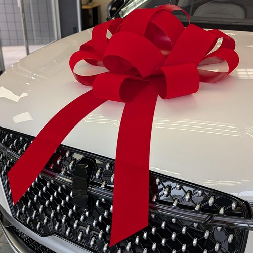 CarBowz Big Red Velvet Car Bow - Giant 30" Non-Scratch Magnet | Weather-Resistant Vinyl Decor