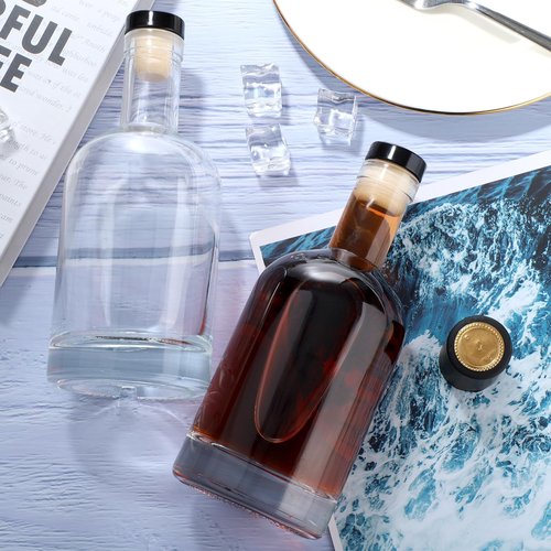 Liengoron Wine Bottle 12PCS 375 ML Glass Bottles with Lids 12 oz Clear Glass Bottles with Cork Empty Wine Bottle with Stopper for Beverages Drinks Beer Water Soda