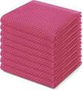 Homaxy Kitchen Dish Cloths - 100% Cotton Waffle Weave, Ultra Soft & Absorbent, 12x12 Inches, 8-Pack | Hot Pink