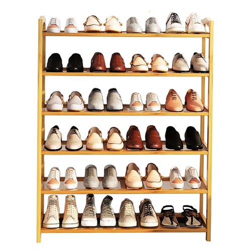 RESTSUKO 6-Tier Free Standing Shoe Racks, Bamboo Wood Shoe Rack for Entryway & Closet, Holds up to 24 Pairs of Shoes