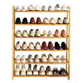 RESTSUKO 6-Tier Free Standing Shoe Racks, Bamboo Wood Shoe Rack for Entryway & Closet, Holds up to 24 Pairs of Shoes