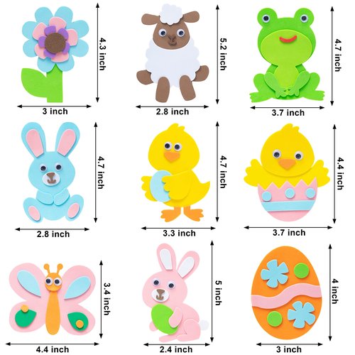 JOYIN 24 Pcs Foam Easter Egg Magnet Craft Kit, Easter Craft Kits DIY Animal and Egg Magnet Set for Kids Favor Classroom Homeschool Art Decor, Art and Craft Supplies Party Favors