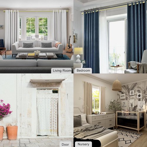 Byondeth Adjustable Curtain Rods for Windows - 16 to 88 Inches, 1 Inch Diameter, Gold Aluminium Finials