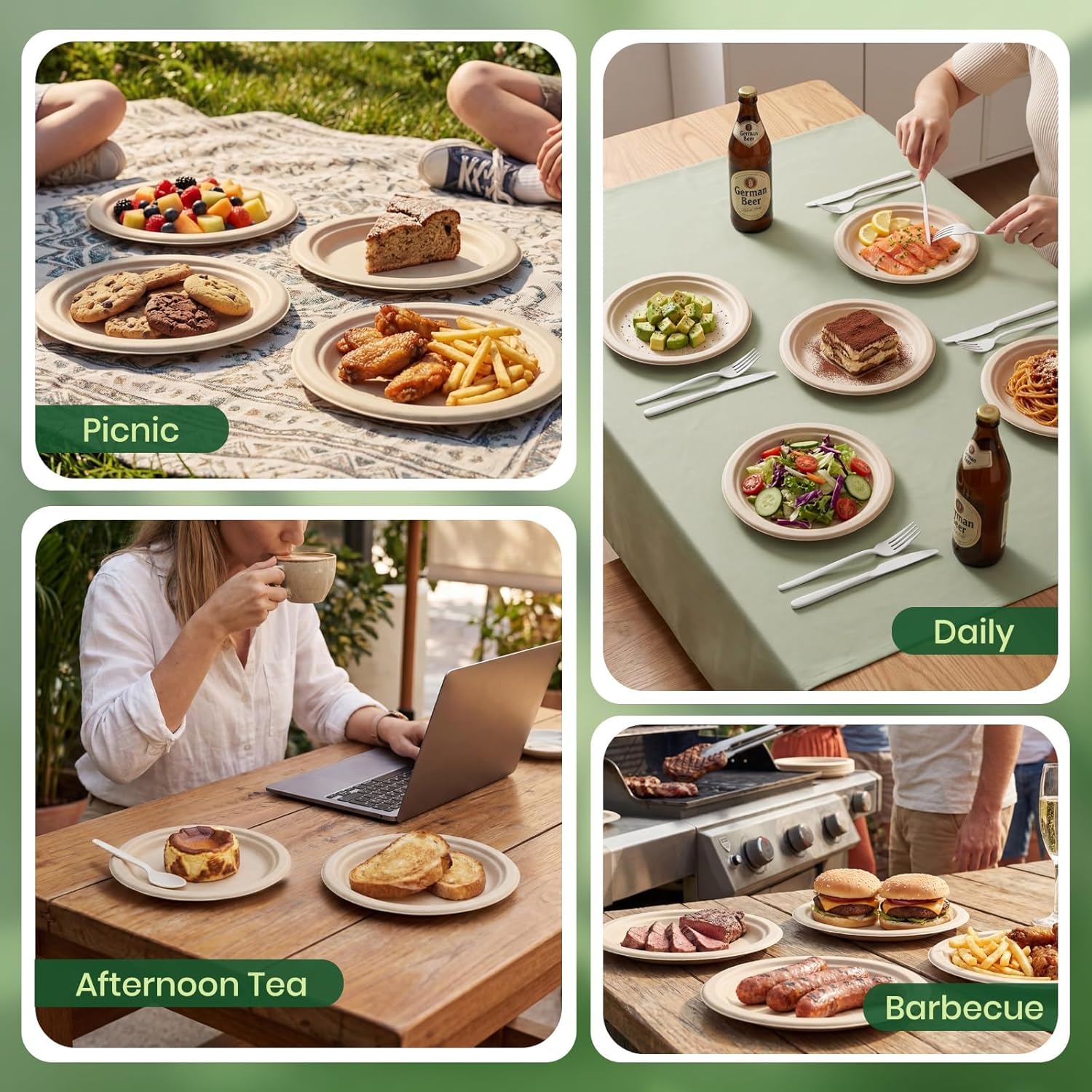 Regine Switzerland Heavy Duty Disposable Paper Plates - Soak & Cut Proof, 6 Inch, 50 Pack