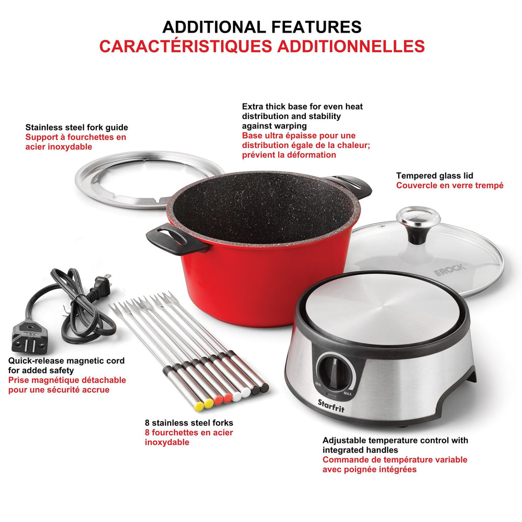 Starfrit The Rock Electric Fondue 13PC Set - 3L - Nestable Components - Quick Release Magnetic Cord - 1500W