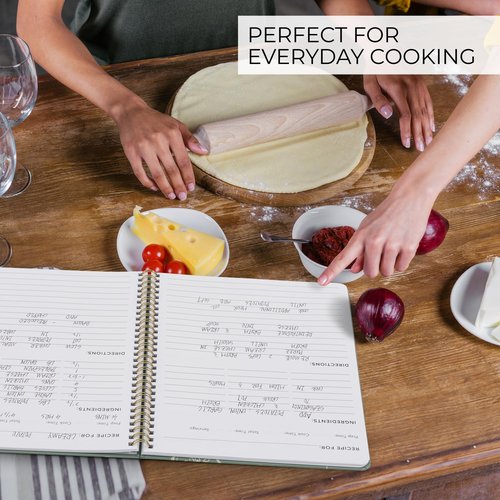 Elegant Recipe Book for 100+ Cherished Meals - Spacious 8.25 x 10" Notebook to Write In Your Own Recipes - Beautiful Blank Cookbook for Seamless Homemade Dish Planning