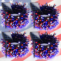Skiennix 4th of July Outdoor Decorations - 4-Pack Red, White & Blue Solar String Lights | 400 LED, 132FT, Waterproof