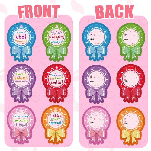 KPHNGB 28 Pack Valentines Gifts for Kids - Giant Lollipop-Shaped Class Stationery Set with Cards, Bulk Valentines Classroom Gifts for School Exchange Prizes