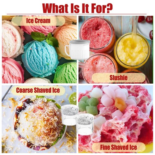 Shaved Ice Attachment and 2 Pack Ice Cream Maker Attachment Set Fit for KitchenAid Stand Mixer, BPA-Free, Compact Size Easy Store In The Freezer