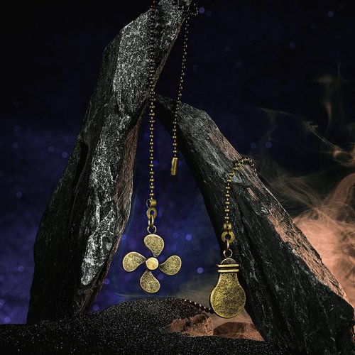 Dingion 8 Pieces Bronze Ceiling Fan Pull Chain Extension Bronze 12 Inch Ceiling Chain Star Moon Pendant Extender Ornament with Fan and Light Bulb Connector