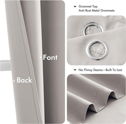 MIULEE Blackout Curtains - Thermal Insulated Room Darkening Drapes | 63-Inch, 2 Panels, Noise Reduction