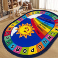 USTIDE Large Oval Educational Kids Rug 6x9,ABC Alphabet Colors Rainbow Fun Classroom Carpet Non-Slip Play Mat Washable Bedroom Playroom Rug Decor