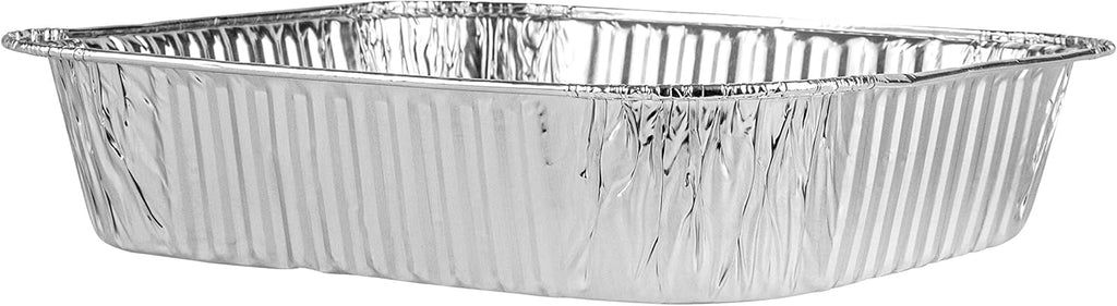 PLASTICPRO Disposable Aluminum Baking Pans - 8'' Square Foil Cookware for Cakes & Meatloaf | Pack of 10