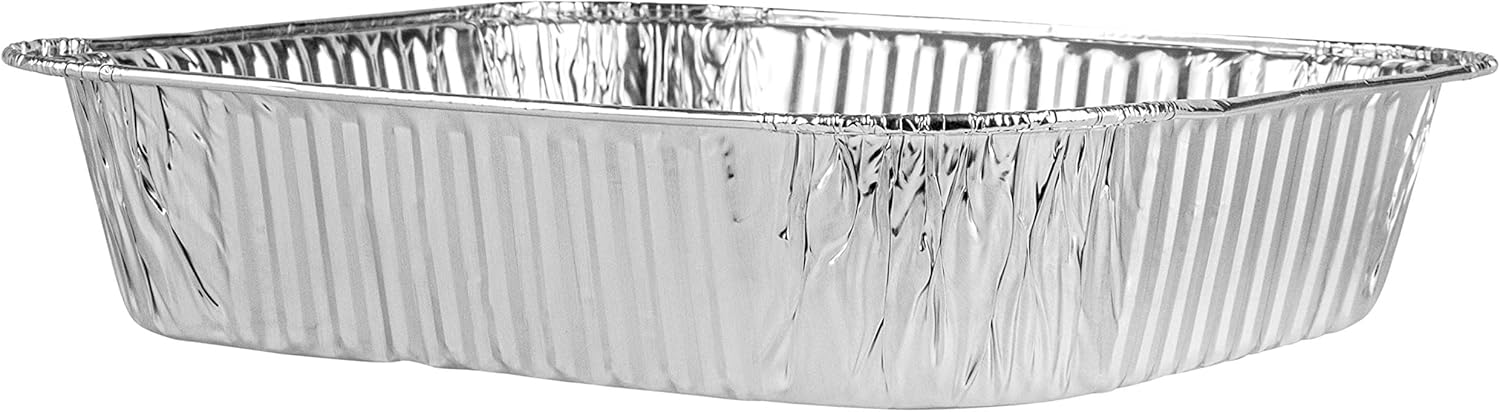 PLASTICPRO Disposable Aluminum Baking Pans - 8'' Square Foil Cookware for Cakes & Meatloaf | Pack of 10