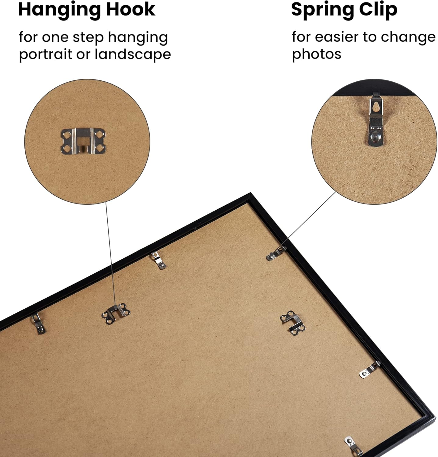 Upsimples 12x16 Picture Frame Set of 5 - Versatile Black Frames for 8.5x11 or 12x16 Photos