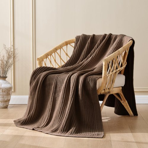 Dark Brown Chunky Knit Throw Blanket 50"x60" - Soft Cozy Thick Knitted Blanket for Couch Sofa Bed, Cute Fall Decorative Throw for Living Room