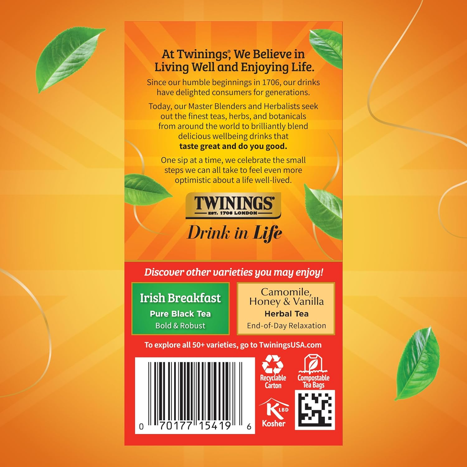 Twinings English Breakfast Black Tea - Robust & Flavorful Individually Wrapped Bags | 20 Count (Pack of 6)