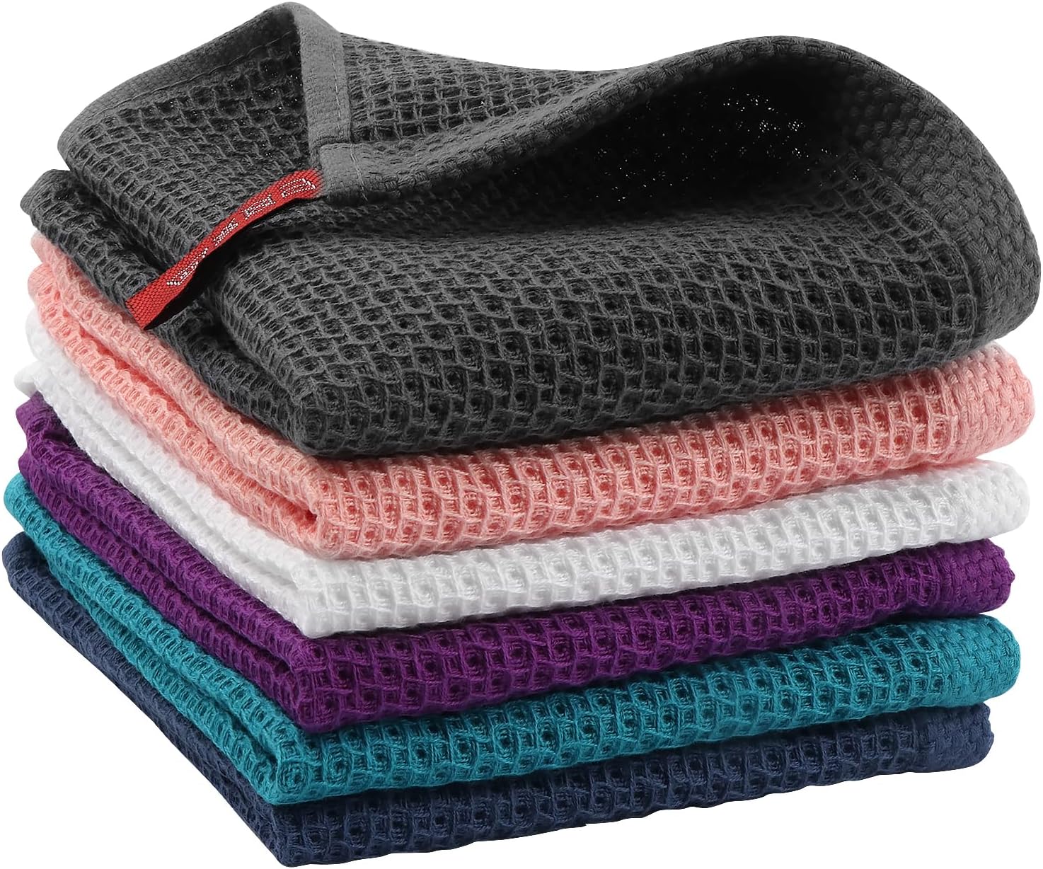 Ultra Soft 100% Cotton Waffle Weave Dish Cloths by [Brand Name] - 6-Pack, 12x12 Inch, Dark Grey, Quick Drying & Absorbent