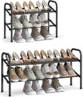 SONGMICS Expandable Shoe Rack - Adjustable 2-Tier Organizer for 15 Pairs - Metal Storage Solution in Ink Black