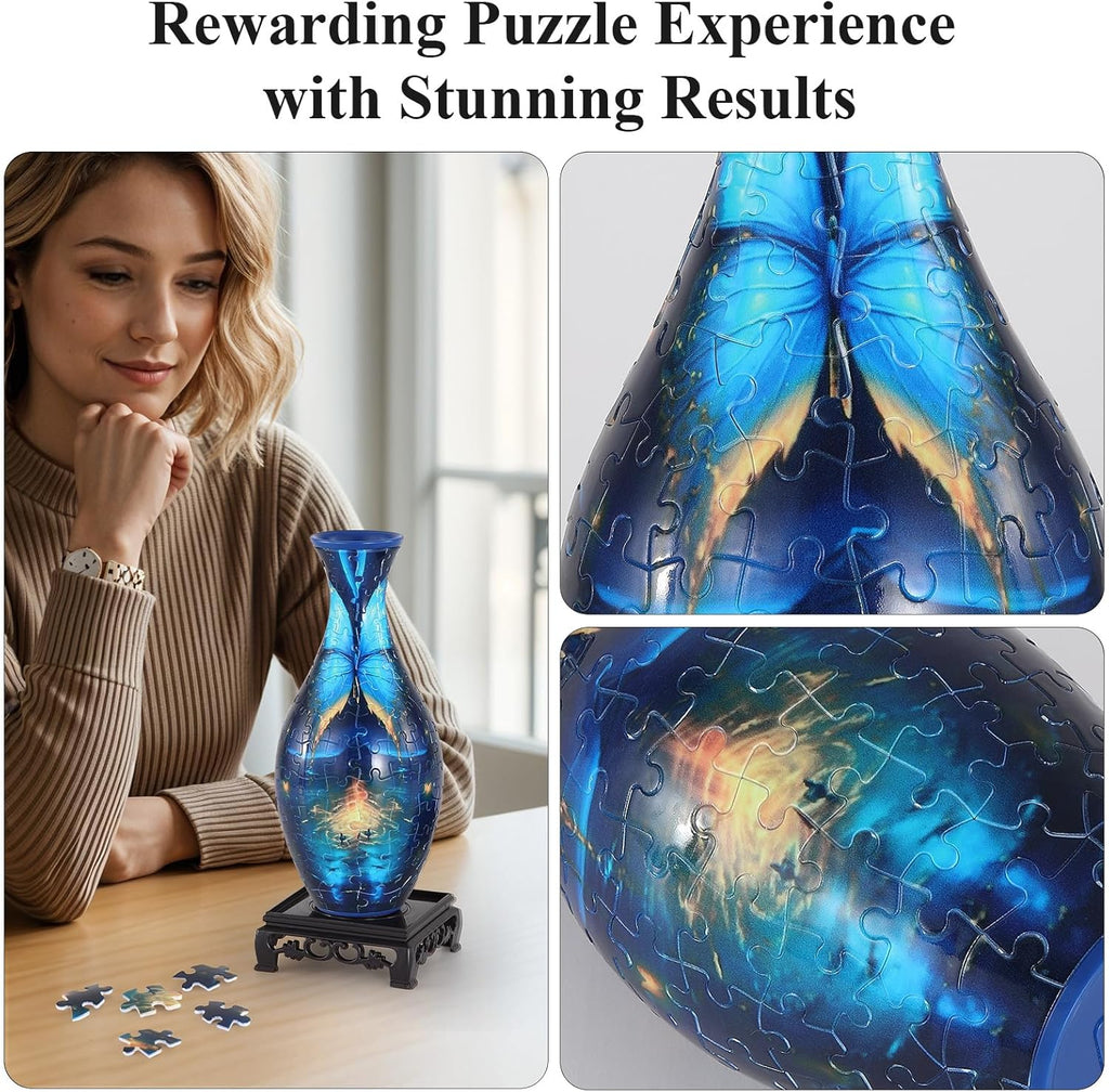 Wowsome 3D Puzzle Vase - Unique Jigsaw Design for Flower Arrangements | Pink Butterfly Decor