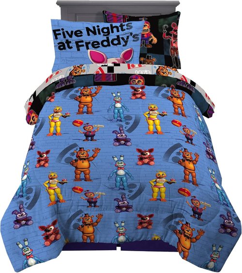 Franco Kids Bedding | Super Soft Comforter & Sheet Set with Sham - 5 Piece Twin Size, Five Nights At Freddy's