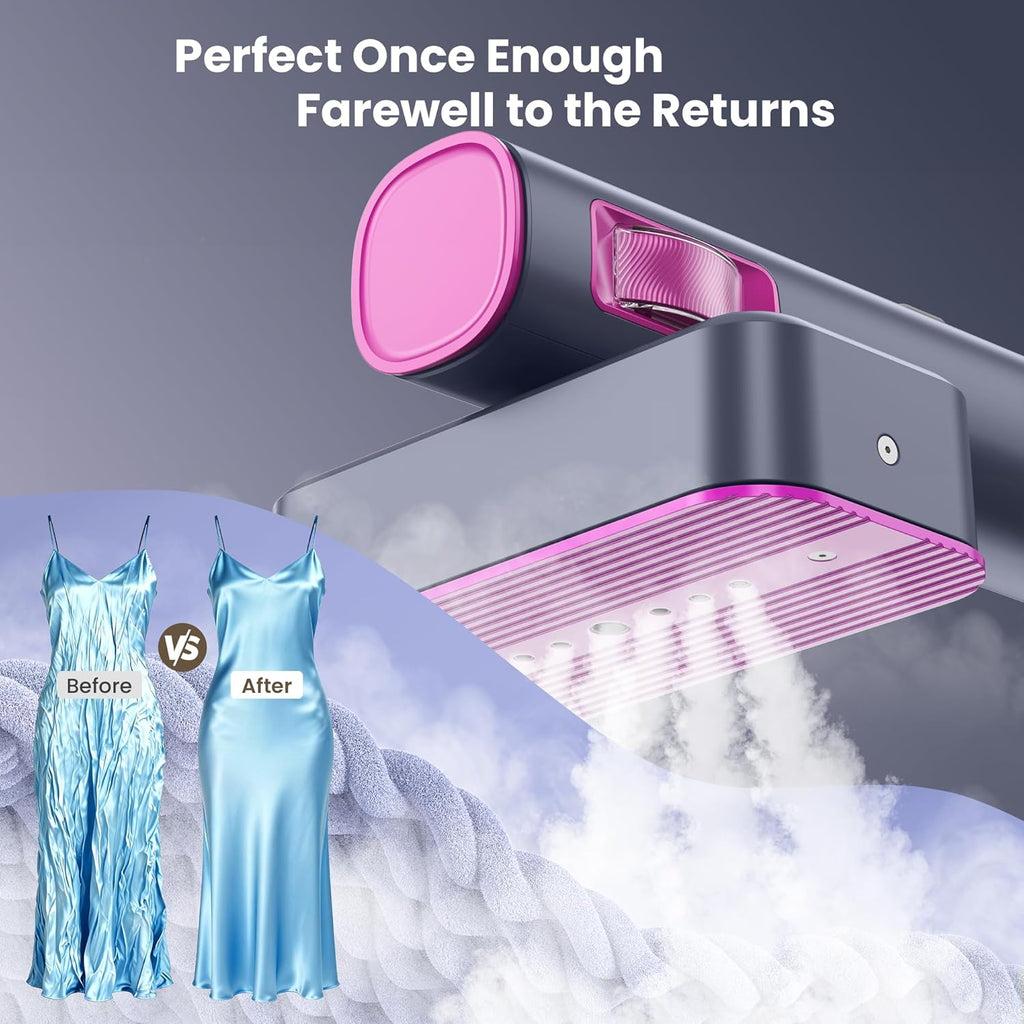 Steamer Genie Handheld Garment Steamer - Portable Travel Steamer with 90° Rotation & 3 Gear Settings