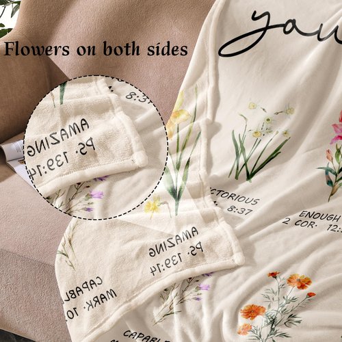 Jameswish Christian Gifts for Women Religious Flowers Blanket Floral Throw Blanket Birthday Gifts for Women Inspirational Gifts Blanket for Girls, Friend, Mom 50" x 60"