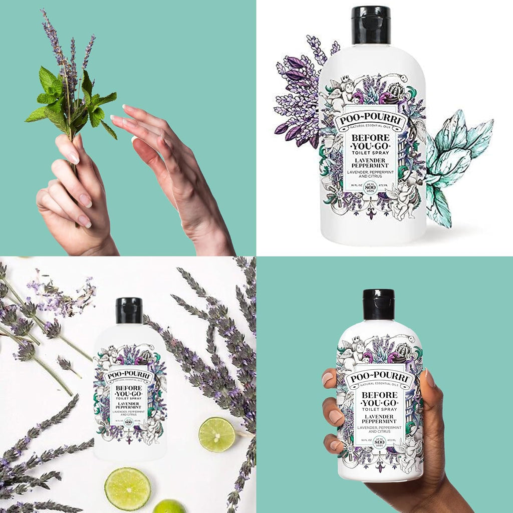 Poo-Pourri Toilet Spray Refill - Lavender Peppermint | 16 Fl Oz, Up to 800 Uses, Essential Oil Deodorizer