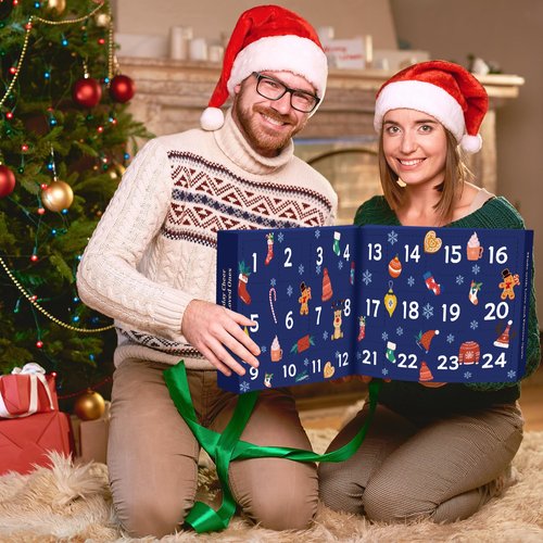 Mason Life Christmas Socks Advent Calendar, 24 Days Countdown Calendar Gifts, 2025 Festive Holiday Countdown with 24 Pairs of Christmas-Themed Winter Warm Slipper Soft Fluffy Socks with Gift Boxes
