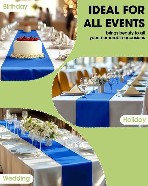 Pureegg Navy Blue Plastic Table Runners - 10 Pack, 14'' x 108'', Water Resistant & Disposable Centerpiece Decorations for Table Cloth, Wedding, Birthday, Holiday, Baby Shower, Party, Home Decor