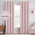 MIULEE 90-Inch Linen Texture Curtains - 100% Blackout Thermal Insulated Pink Drapes | Room Darkening 52x90 Inch (2 Panels)