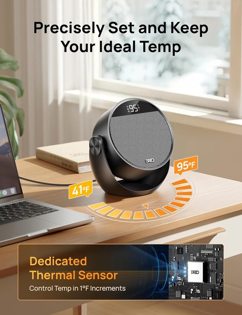 DREO 1500W Space Heater - Adjustable 60° Tilt, Portable Electric Heater with Remote & 8 Safety Features | Quiet for Bedroom & Office, Black