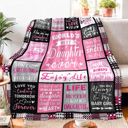 Easter Basket Stuffers for Teen Girls - Daughter Birthday Gifts from Mom Dad - World's Best Daughter Ever Gifts - Mothers Day Graduation Presents for Daughters Adult - Daughters Life Blanket 60"x80"