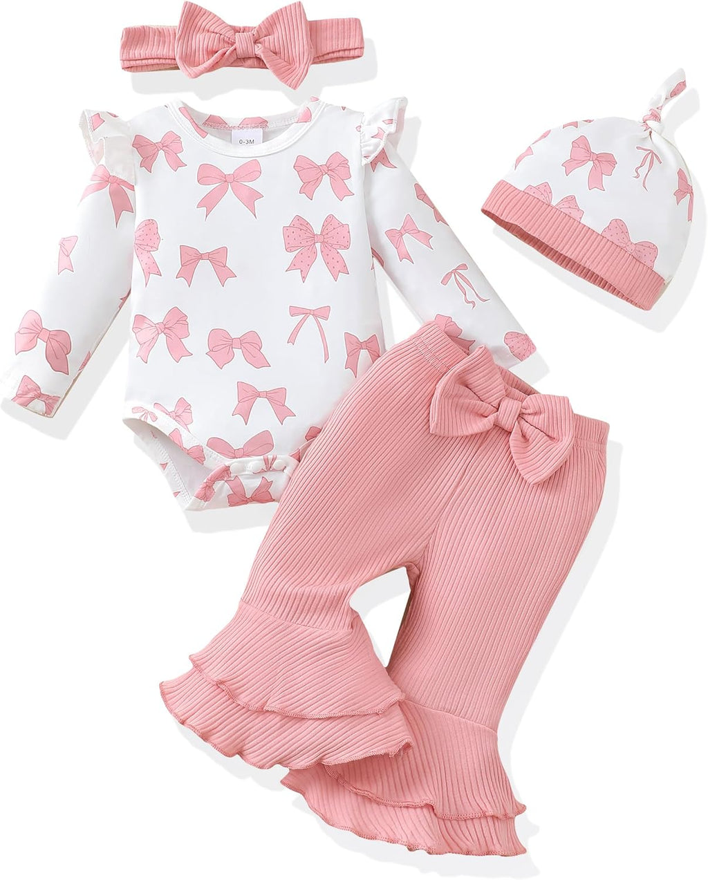 Renotemy Preemie Baby Girl Romper - Cute Bell Bottom Outfit for Fall & Winter | Perfect Gift Set
